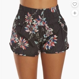 Free People Movement black floral shorts